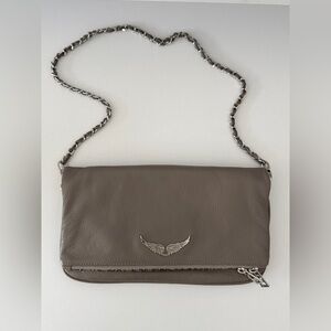 Zadig & Voltaire Rock Genuine Leather Chain Clutch Crossbody Bag in Gray